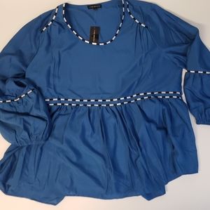 Lane Bryant Blue babydoll top blouse 14/16